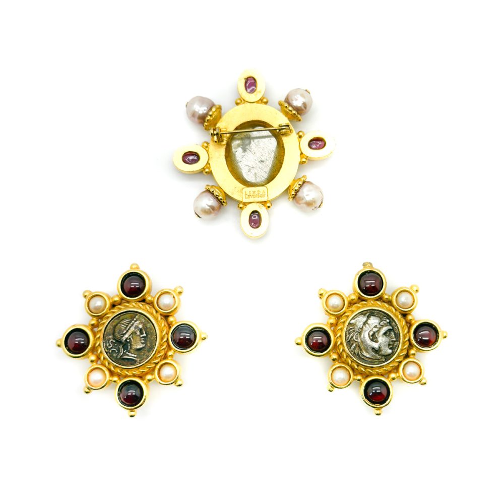 Vintage Linda Levinson Byzantine Coin Earrings