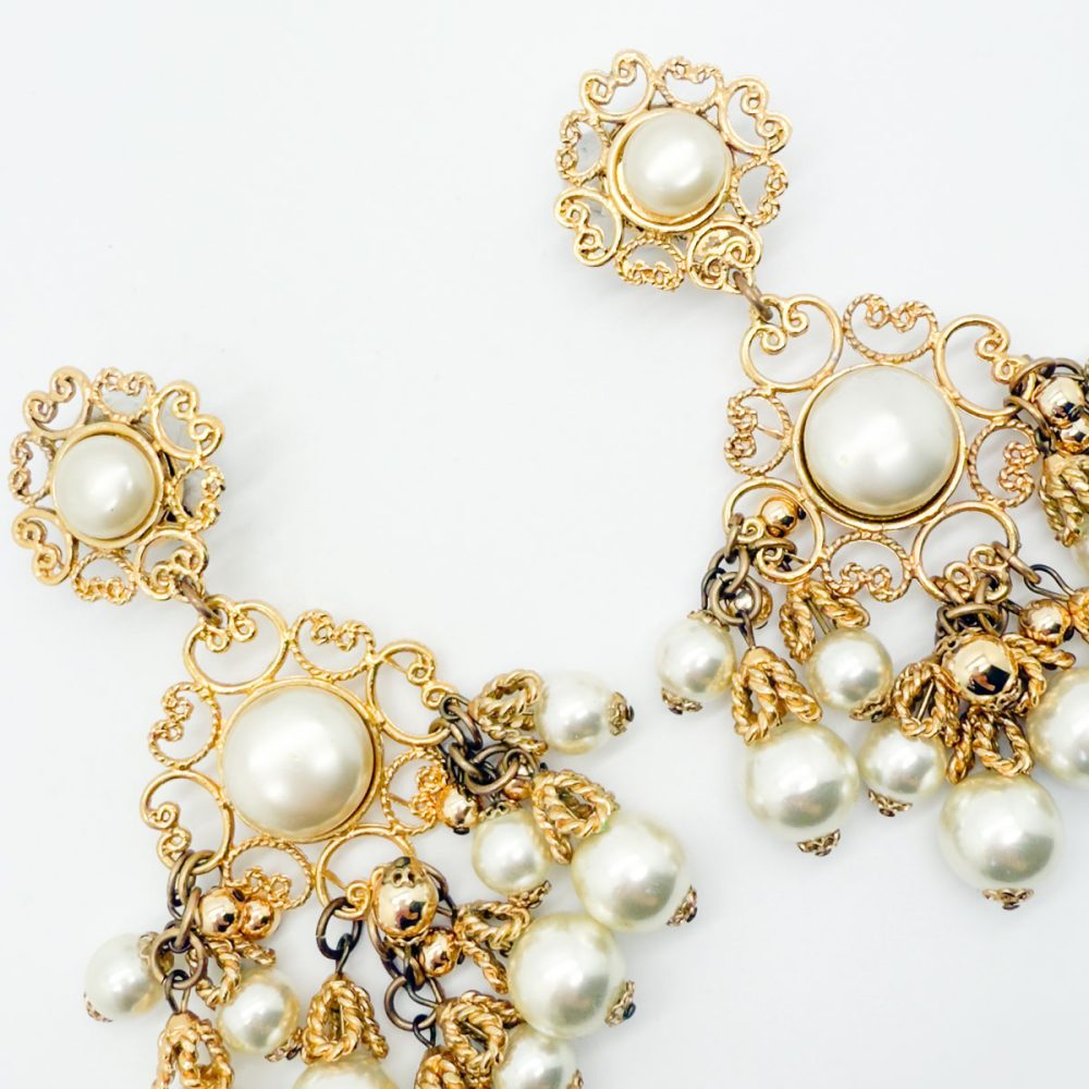 Vintage Statement Pearl Chandelier Earrings