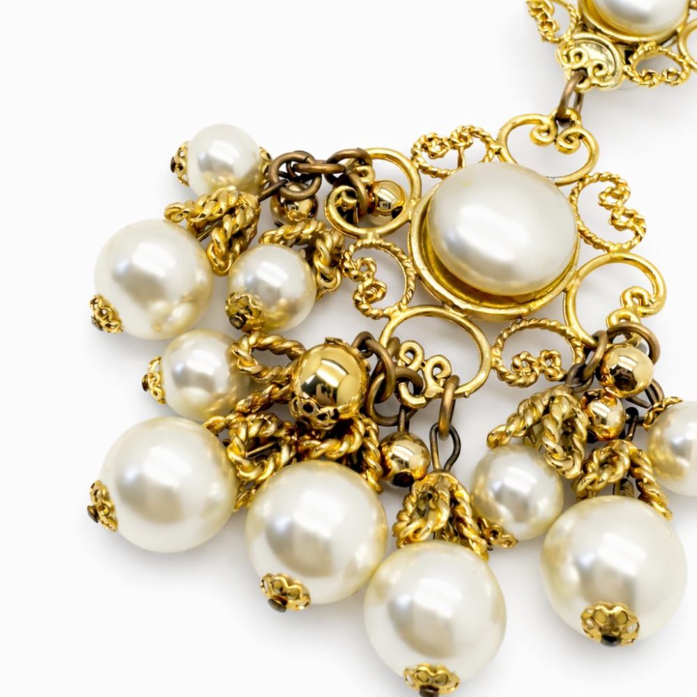 Vintage Statement Pearl Chandelier Earrings