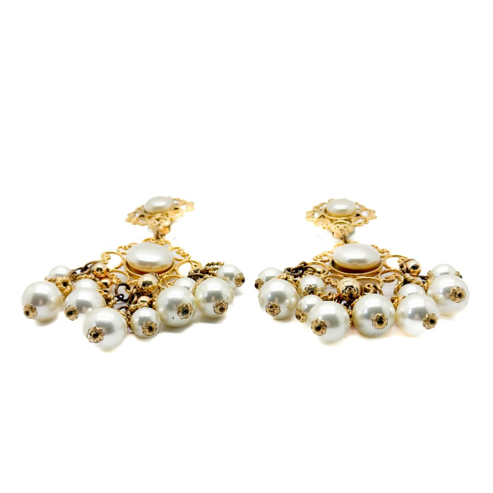Vintage Statement Pearl Chandelier Earrings