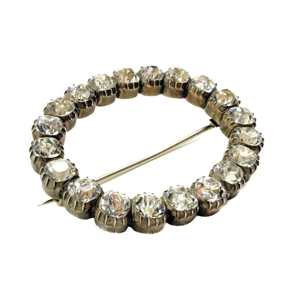 Antique Georgian Black Dot Silver Paste Brooch