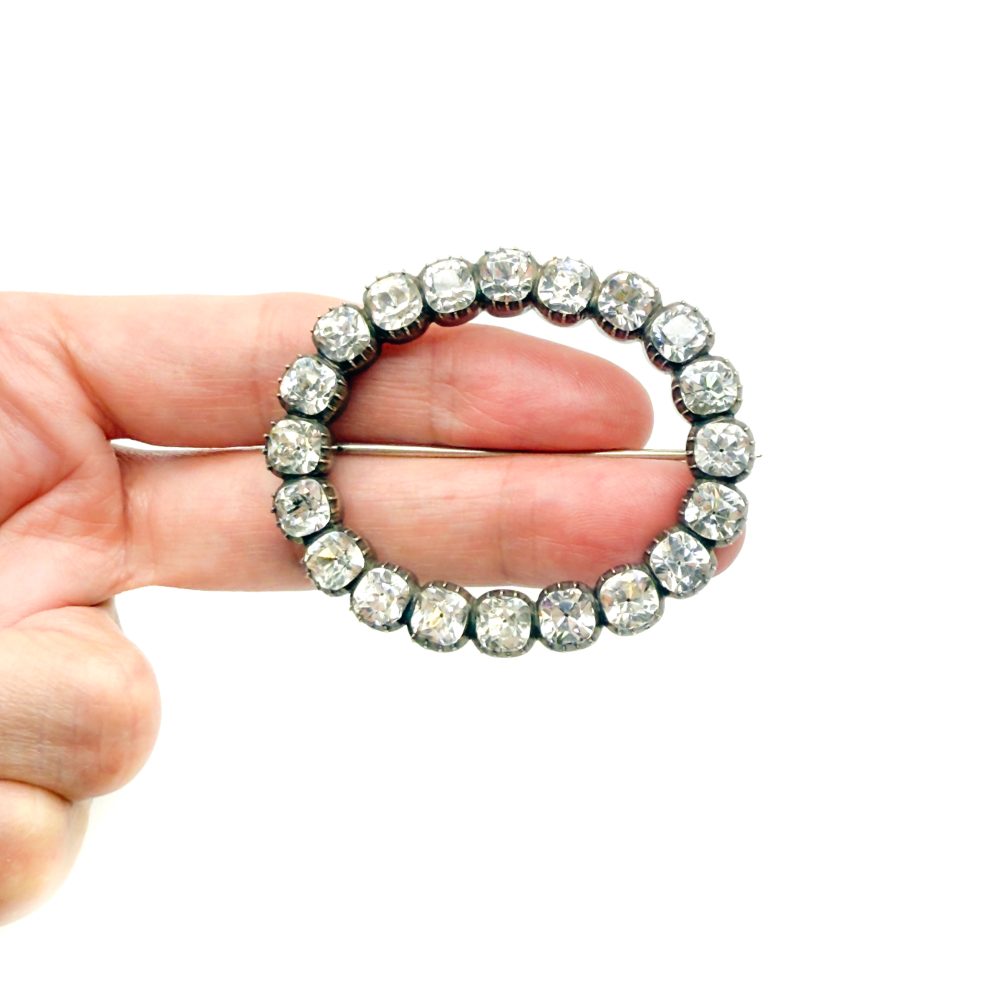 Antique Georgian Black Dot Silver Paste Brooch