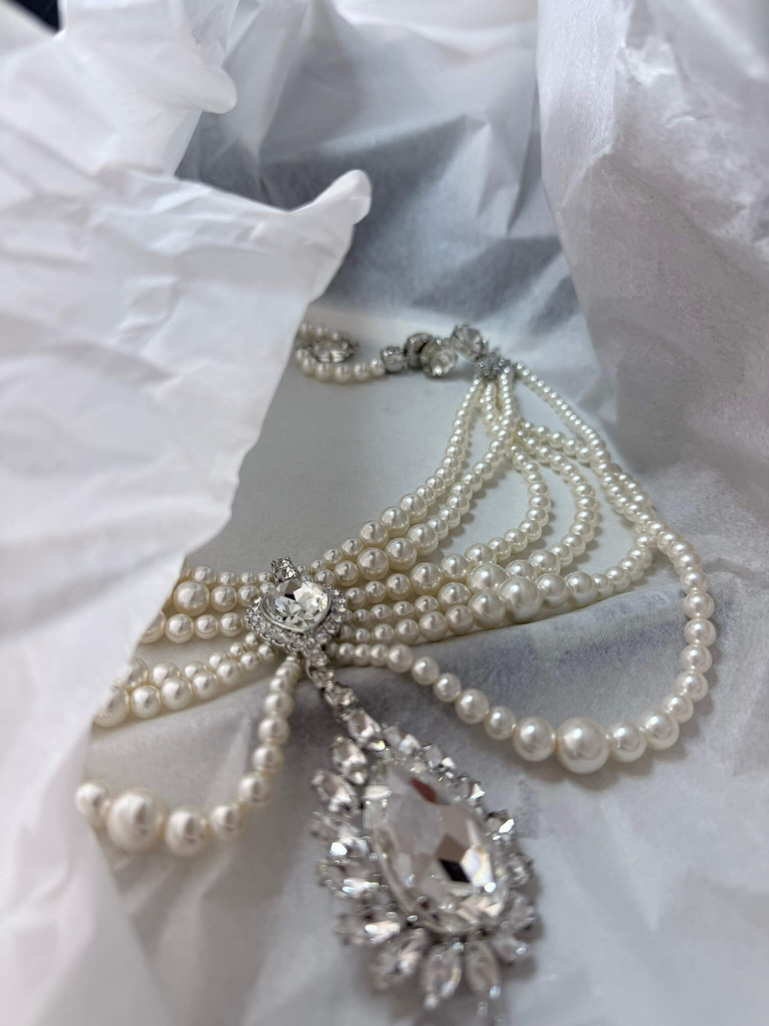 JGJ Denim and stunning Vintage Pearl Necklace a Spring Classic