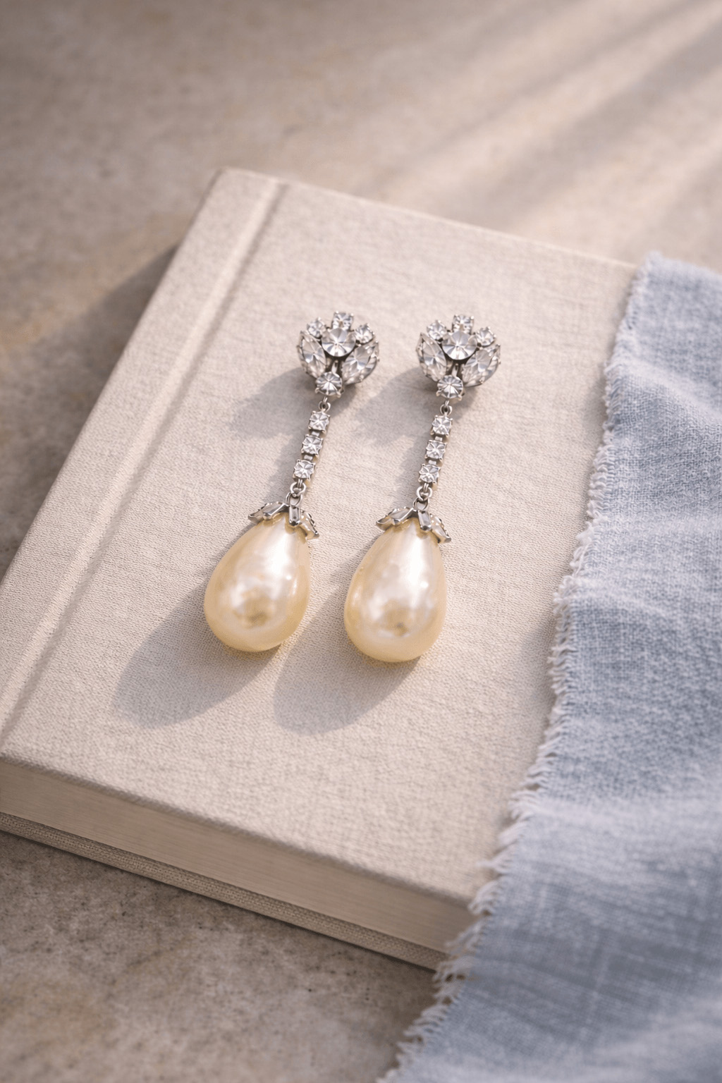 JGJ Denim and Vintage Pearl Earrings Spring Classic