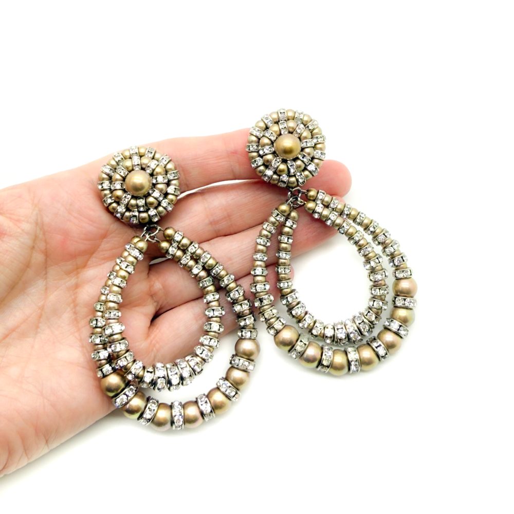 Vintage French Rhondelle Hoop Earrings 1950s