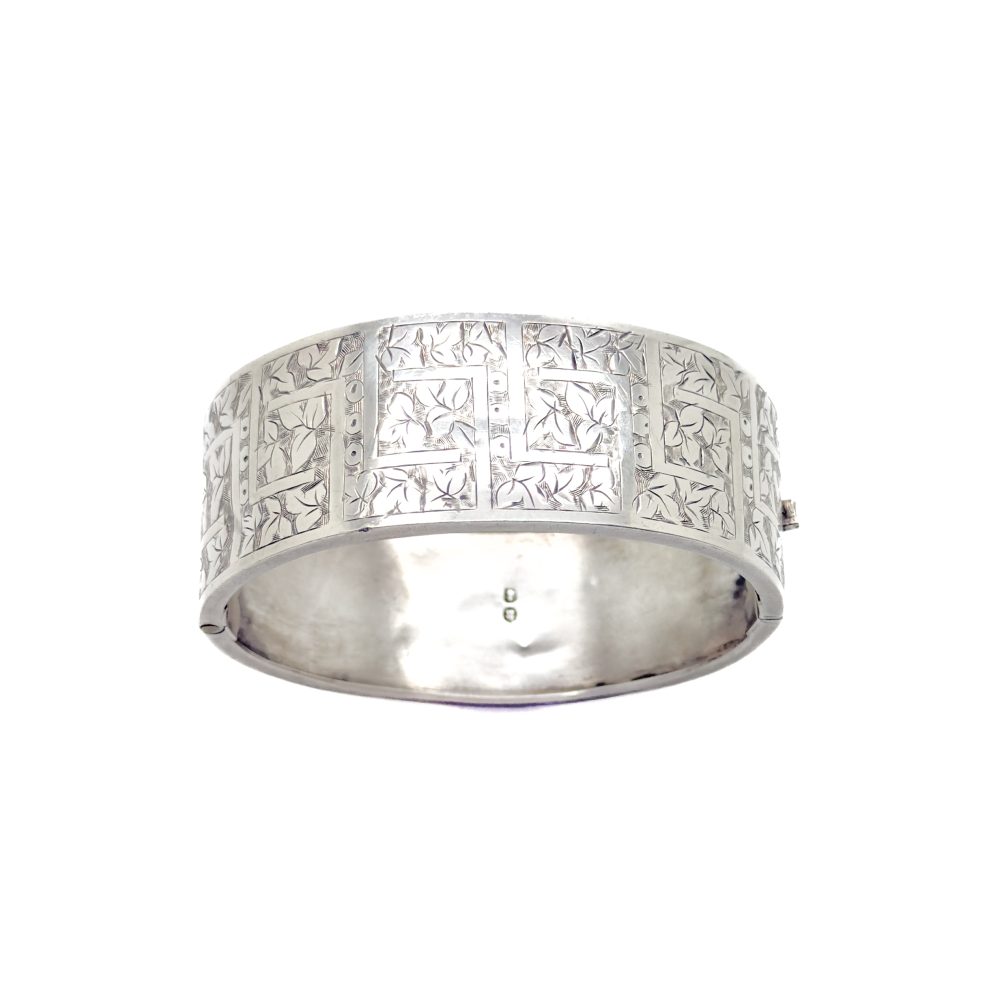 Antique Victorian Hallmarked Silver Ivy Leaf Bangle