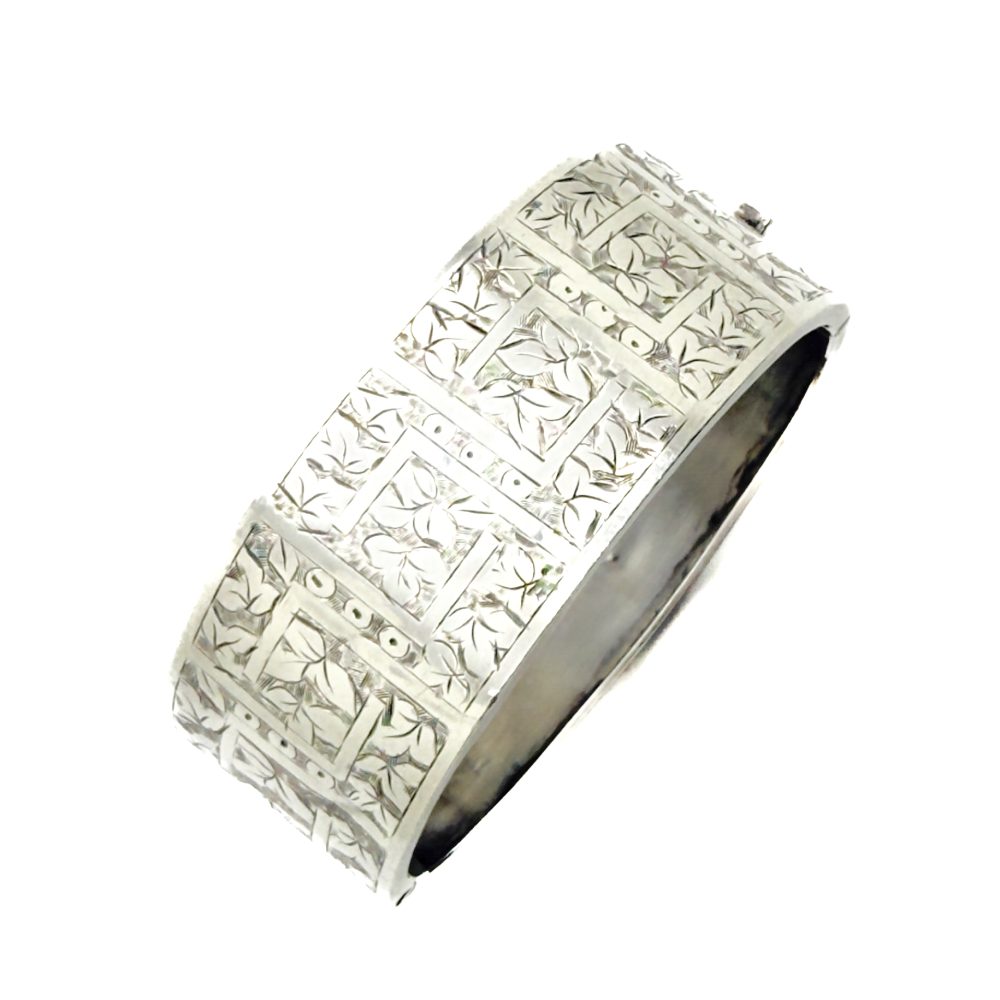Antique Victorian Hallmarked Silver Ivy Leaf Bangle