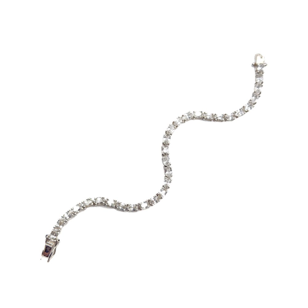 Vintage Sterling Silver Crystal Line Bracelet