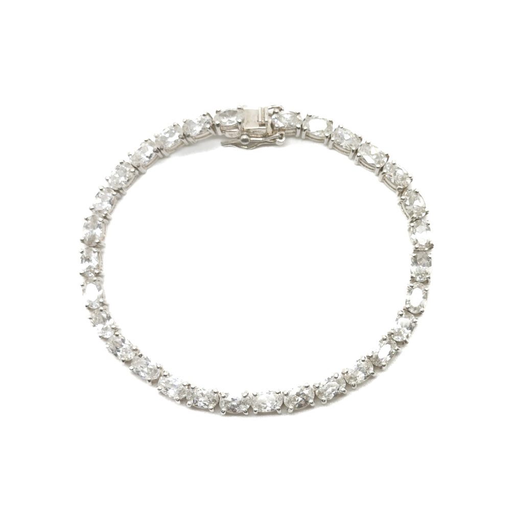 Vintage Sterling Silver Crystal Line Bracelet