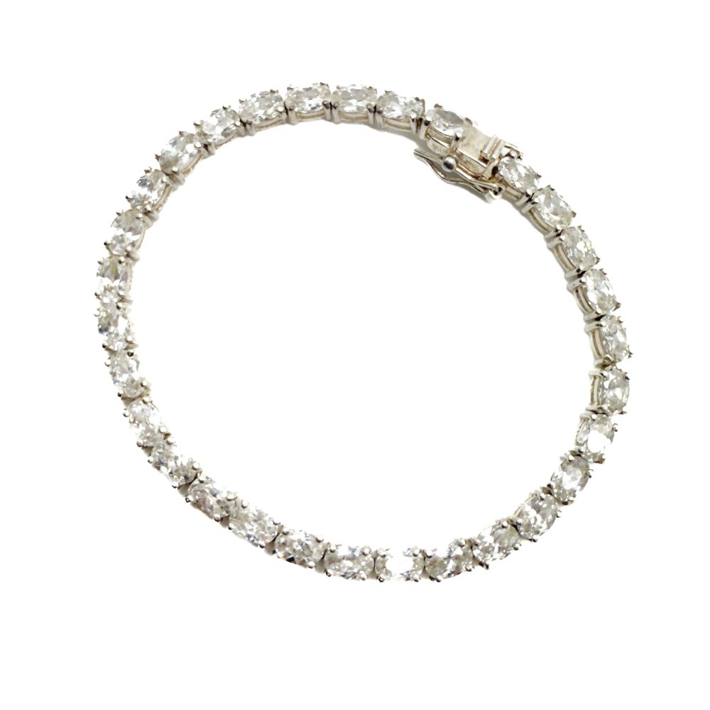 Vintage Sterling Silver Crystal Line Bracelet