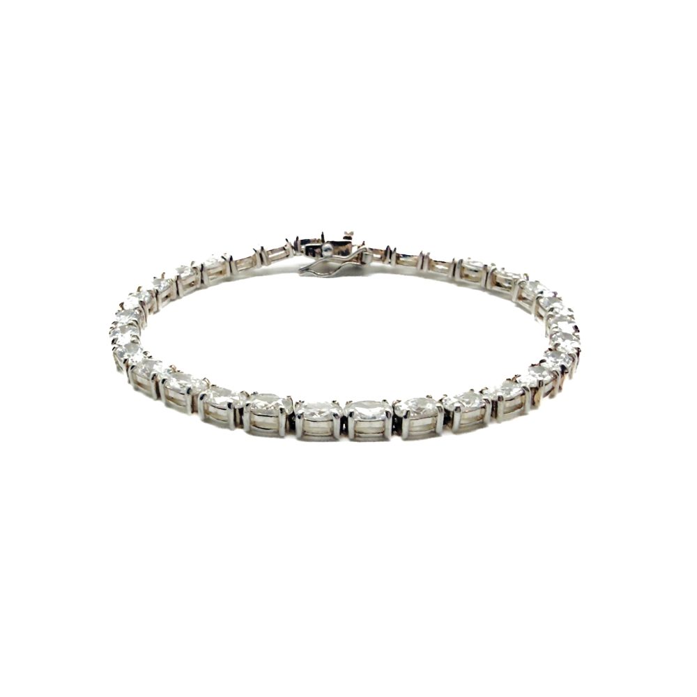 Vintage Sterling Silver Crystal Line Bracelet