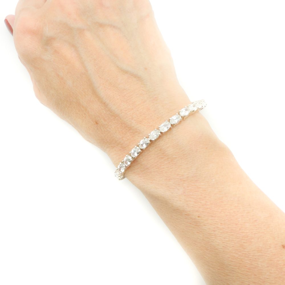 Vintage Sterling Silver Crystal Line Bracelet
