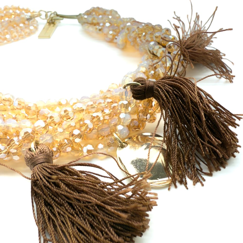Vintage MaxMara Crystal Tassel Necklace