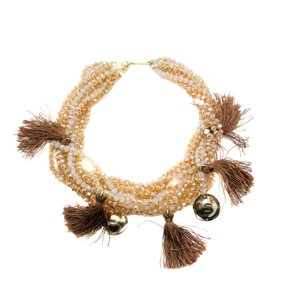 Vintage MaxMara Crystal Tassel Necklace