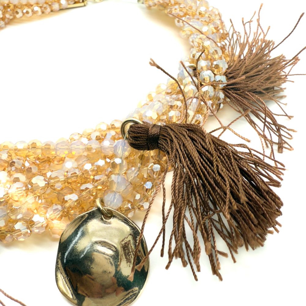 Vintage MaxMara Crystal Tassel Necklace