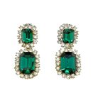Jennifer Gibson Jewellery 2201 (2) Vintage Emerald Glass Drop Earrings