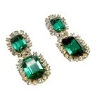 Jennifer Gibson Jewellery 2201 (3) Vintage Emerald Glass Drop Earrings