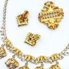 Vintage Lattice Leaf Crystal Parure
