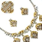 Vintage Lattice Leaf Crystal Parure