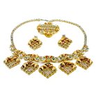 Vintage Lattice Leaf Crystal Parure