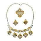 Vintage Lattice Leaf Crystal Parure