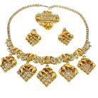Vintage Lattice Leaf Crystal Parure