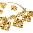 Vintage Lattice Leaf Crystal Parure