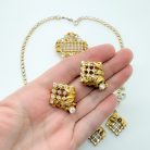 Vintage Lattice Leaf Crystal Parure