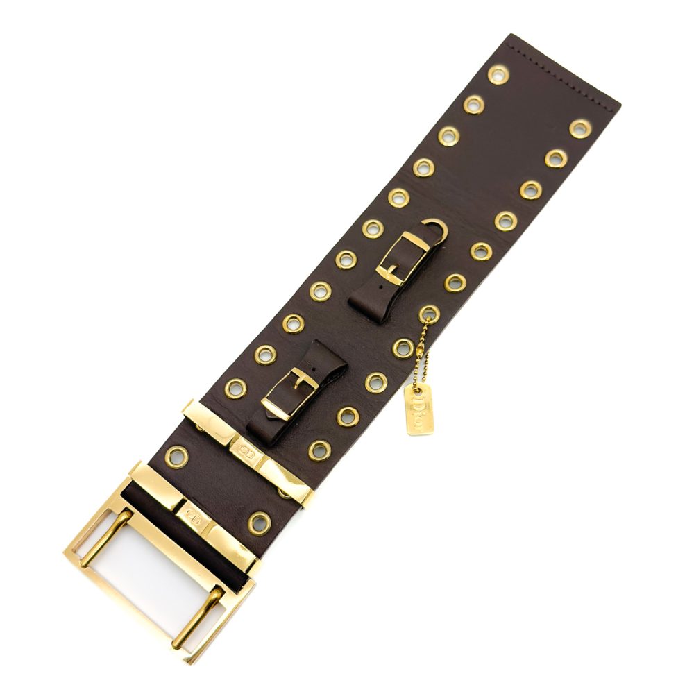 Vintage Dior Leather Logo Buckle Cuff