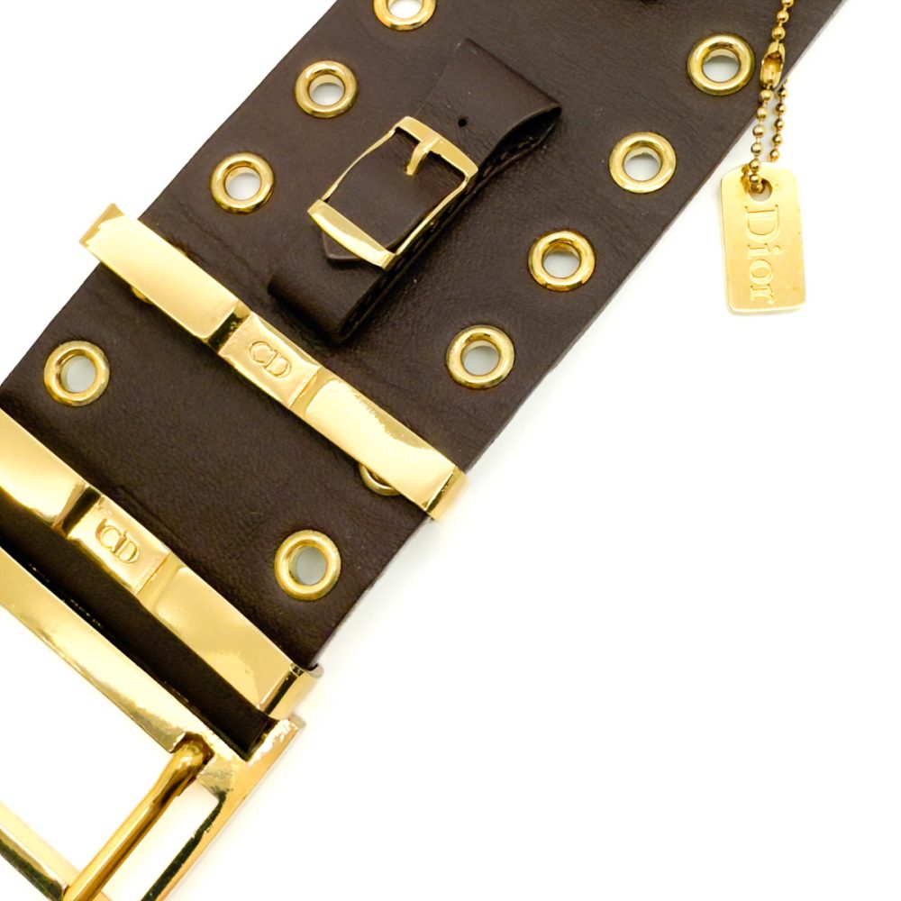 Vintage Dior Leather Logo Buckle Cuff