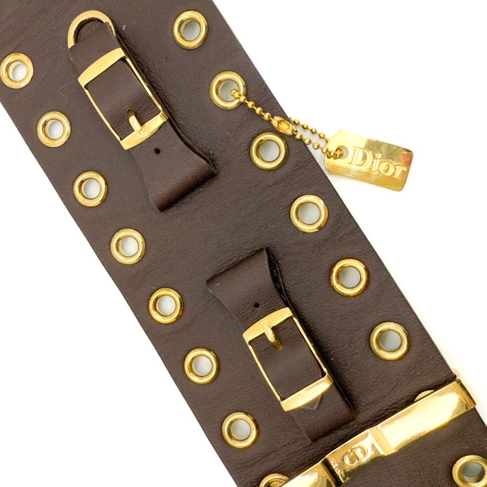 Vintage Dior Leather Logo Buckle Cuff