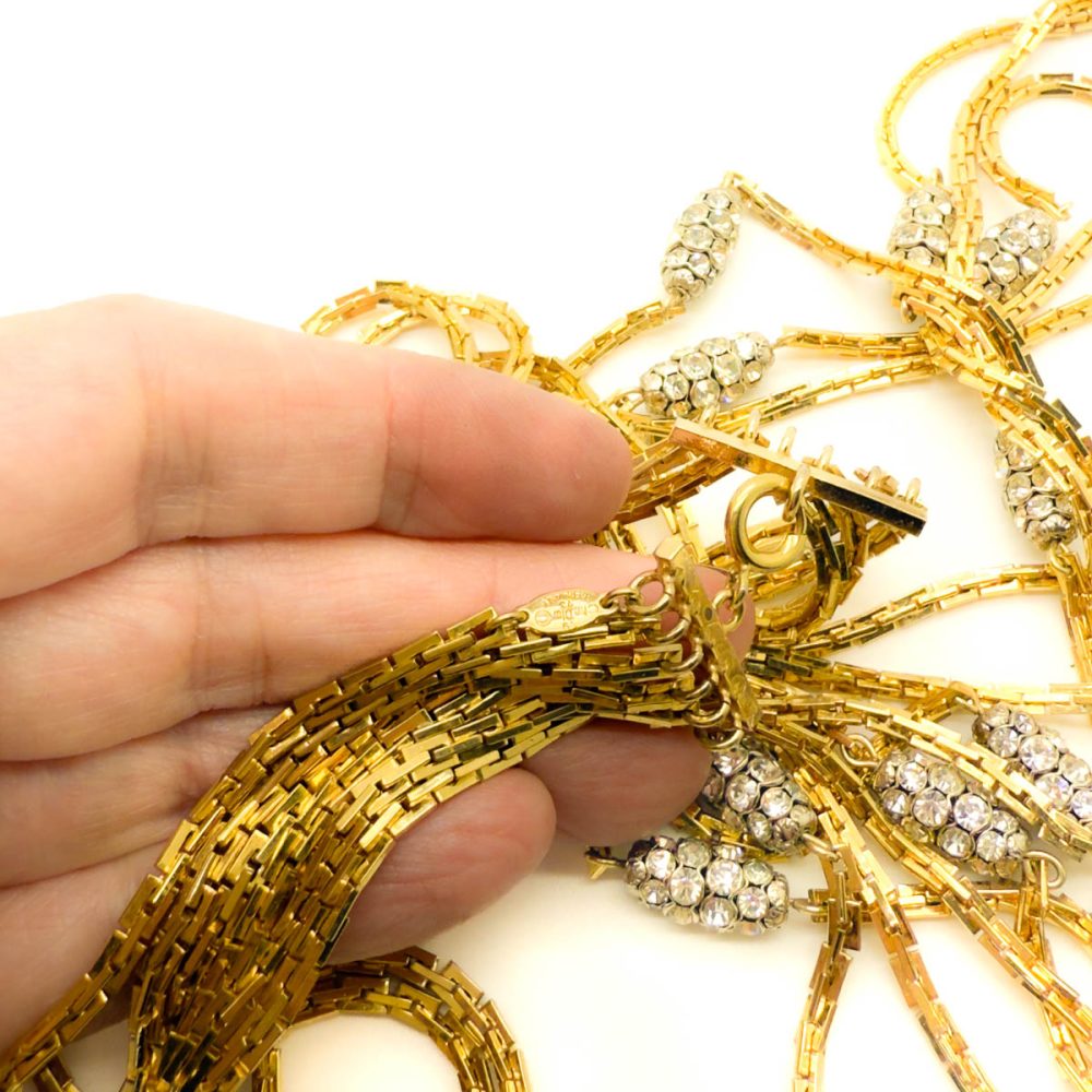 Vintage Dior Multi Chain Crystal Necklace
