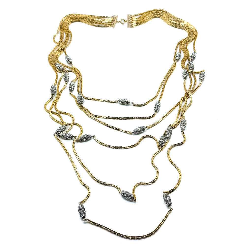 Vintage Dior Multi Chain Crystal Necklace
