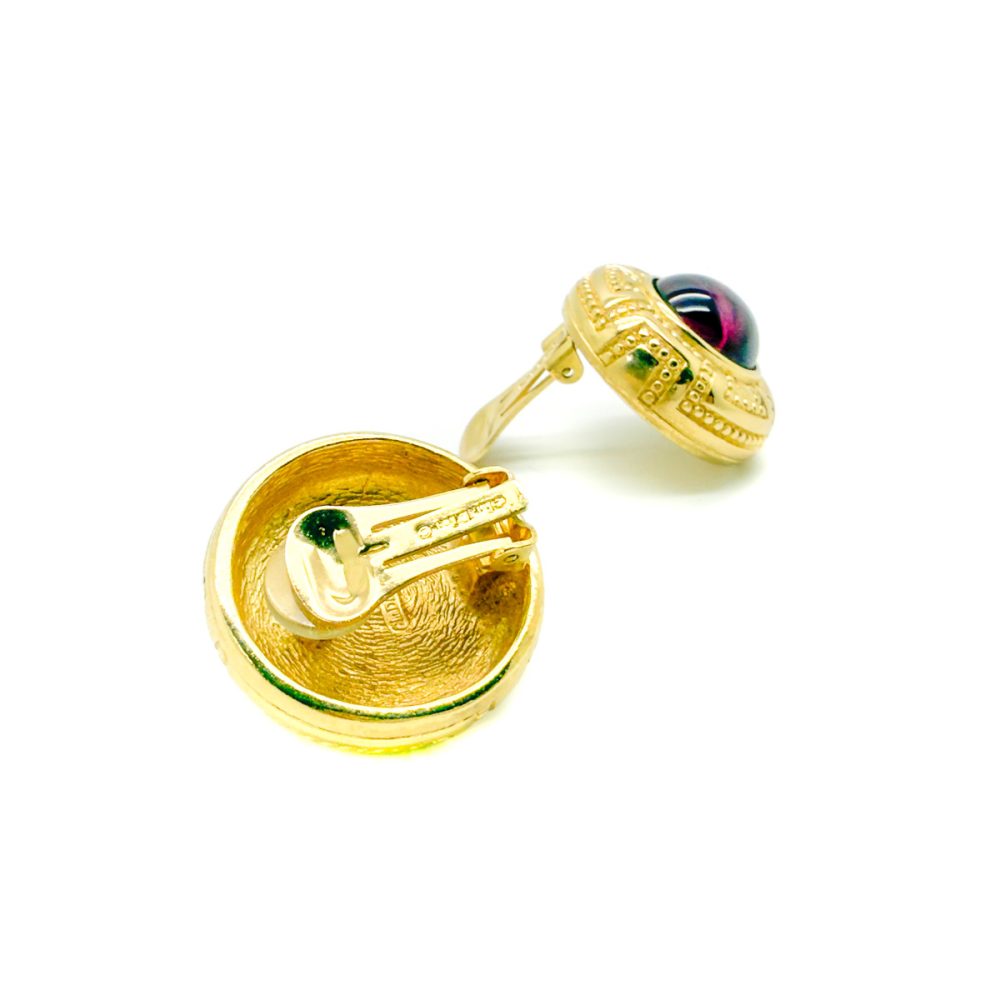 Vintage Dior Ruby Cabochon Earrings