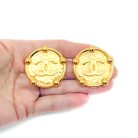 Jennifer Gibson Jewellery 2217 (1) Vintage Chanel Gold Plated Statement CC Earrings