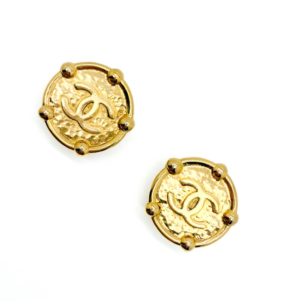 Vintage Chanel Gold Plated Statement CC Earrings