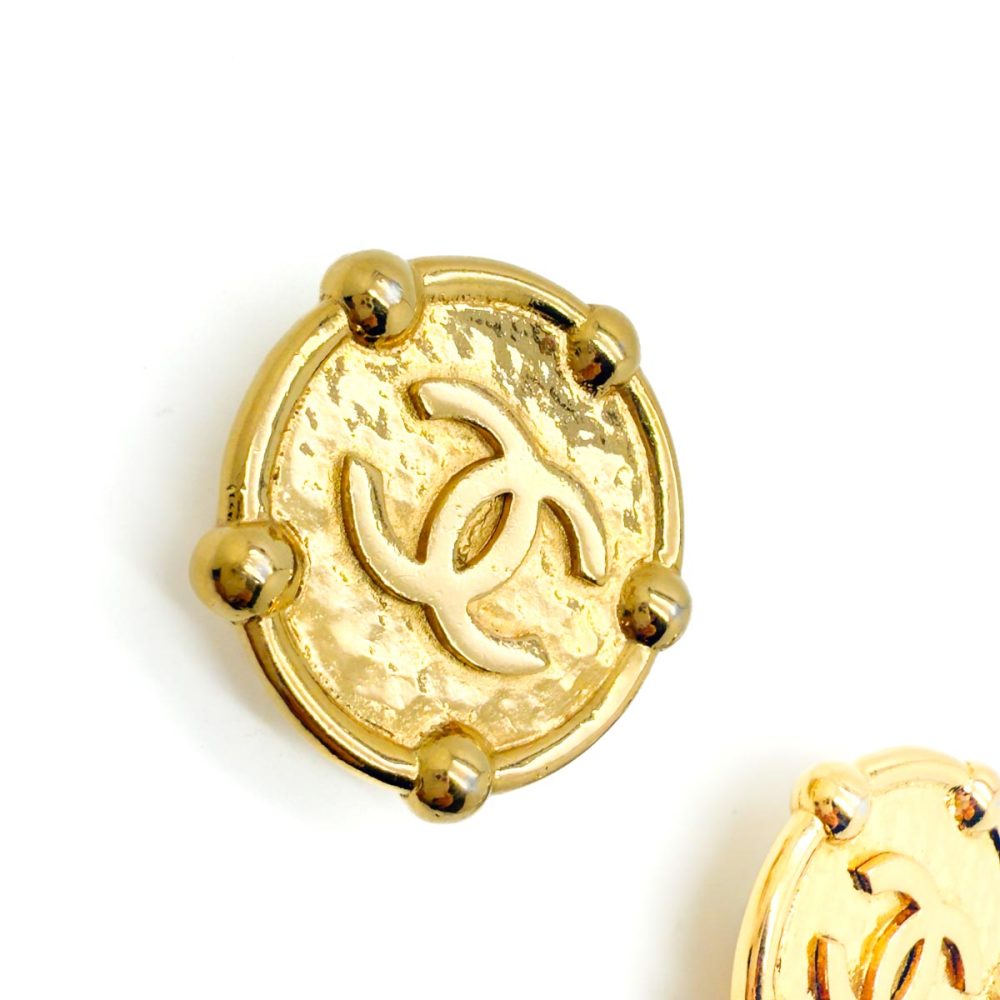 Vintage Chanel Gold Plated Statement CC Earrings