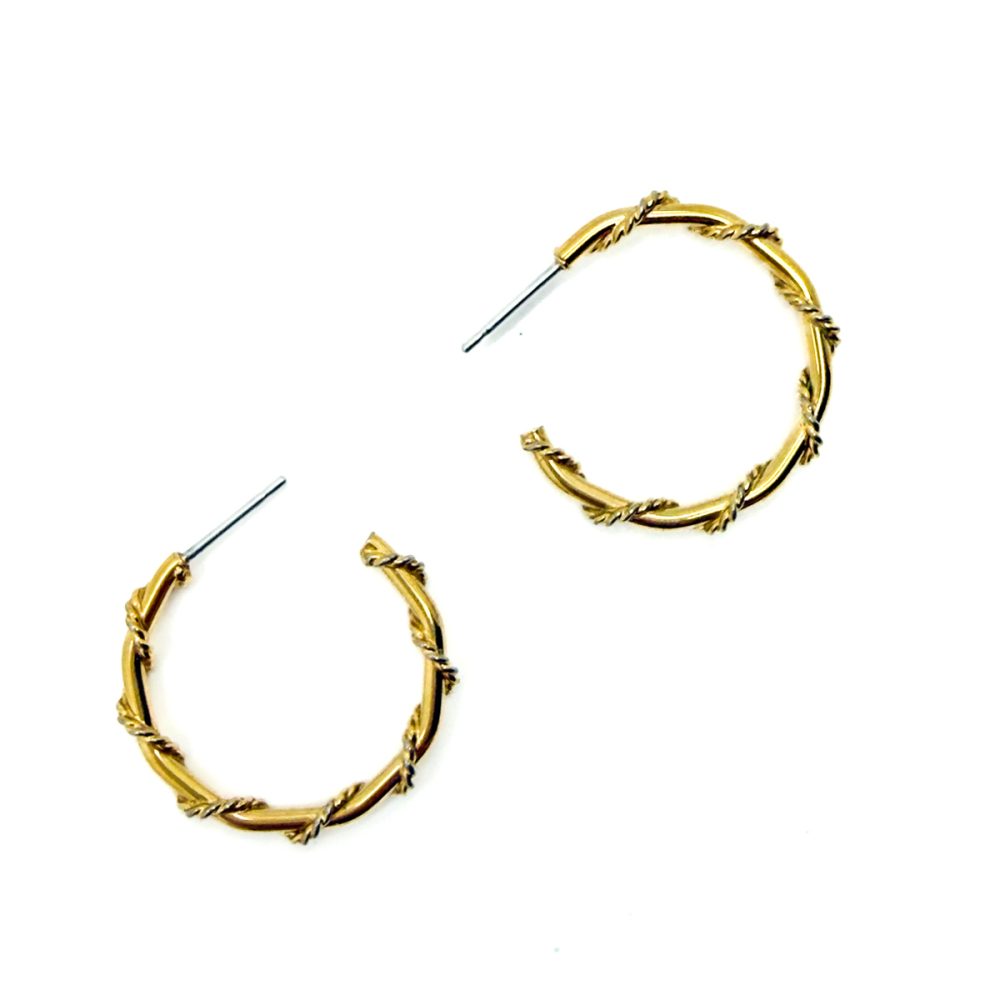 A Pair of Vintage Slim Hoop Twist Earrings