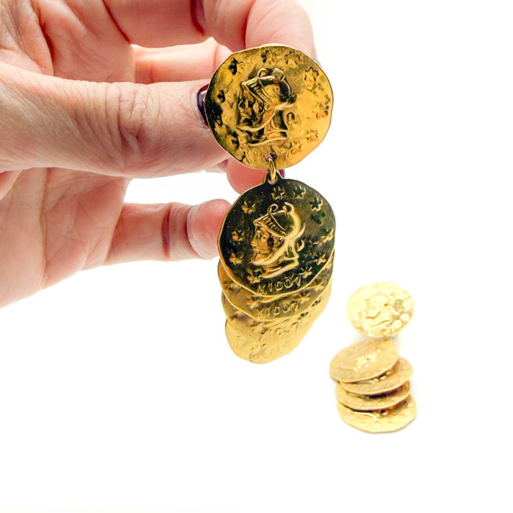 Vintage Roman Coin Dangle Earrings