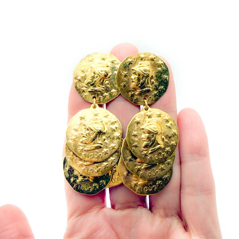 Vintage Roman Coin Dangle Earrings