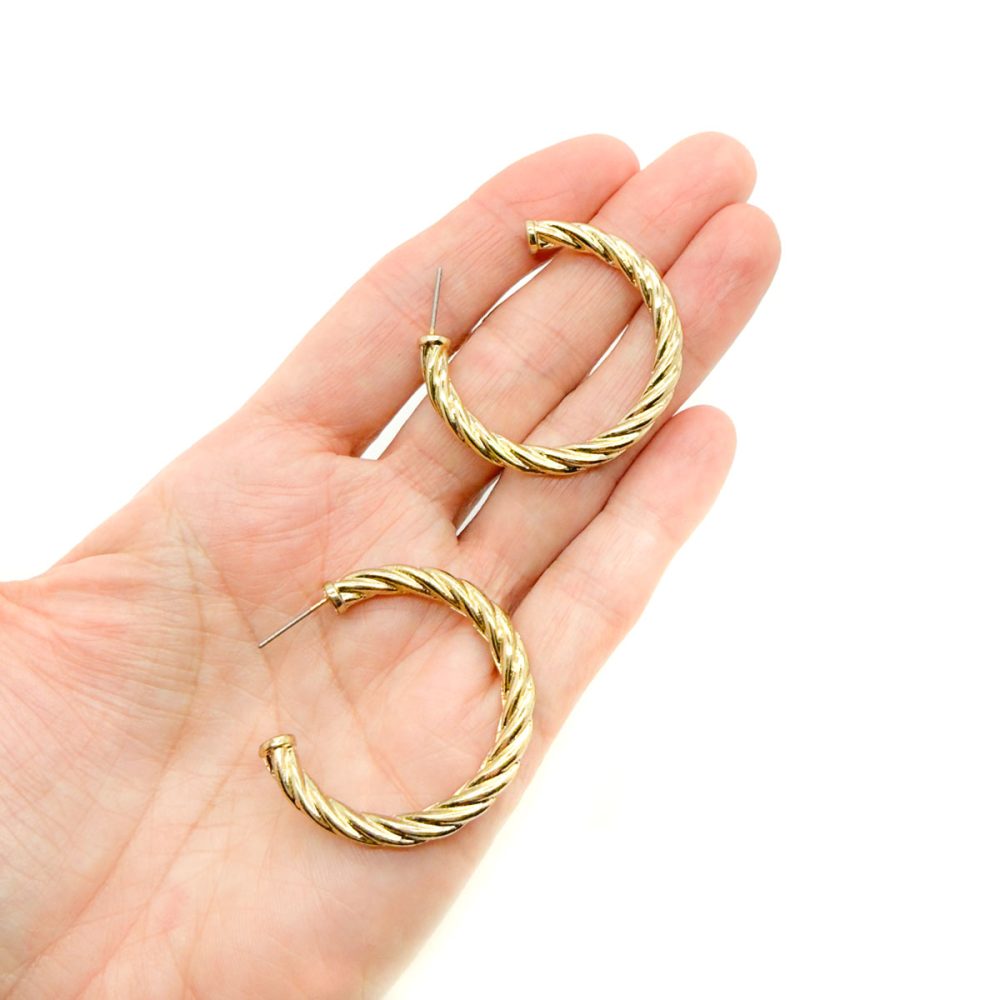 Vintage Chunky Gold Twist Earrings