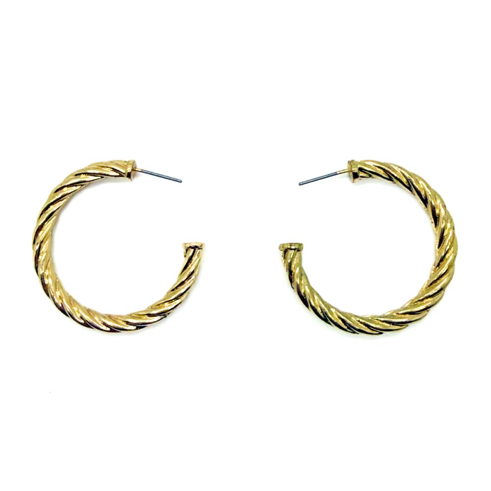Vintage Chunky Gold Twist Earrings