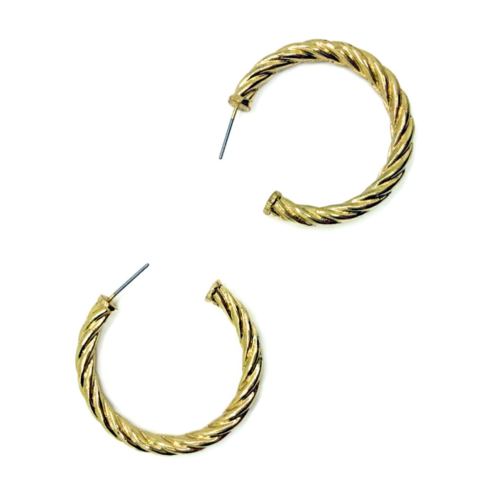 Vintage Chunky Gold Twist Earrings