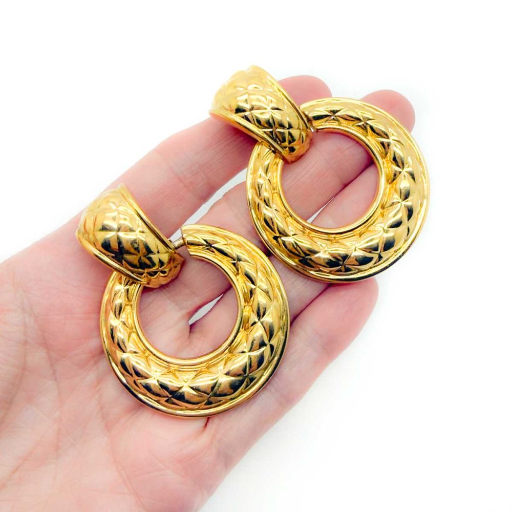 Vintage Matelassé Chunky Door Knocker Earrings
