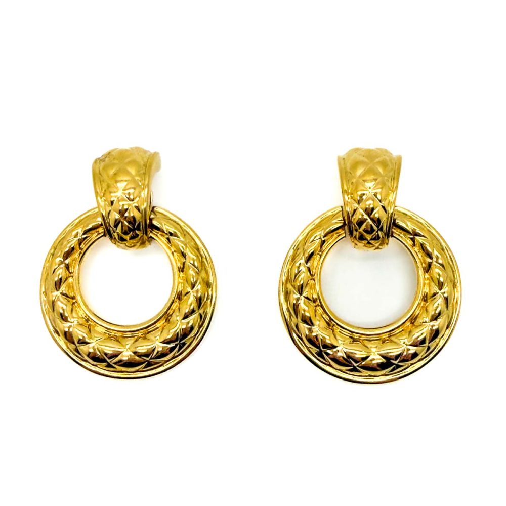 Vintage Matelassé Chunky Door Knocker Earrings