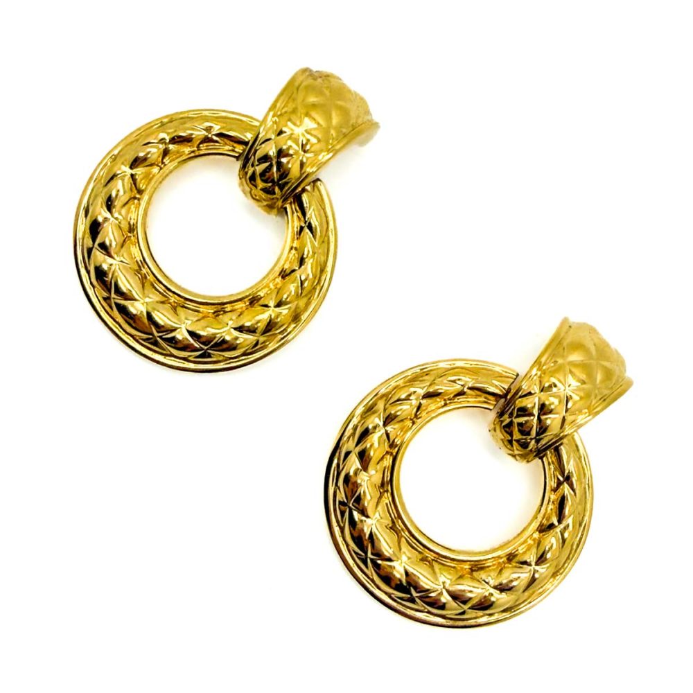 Vintage Matelassé Chunky Door Knocker Earrings