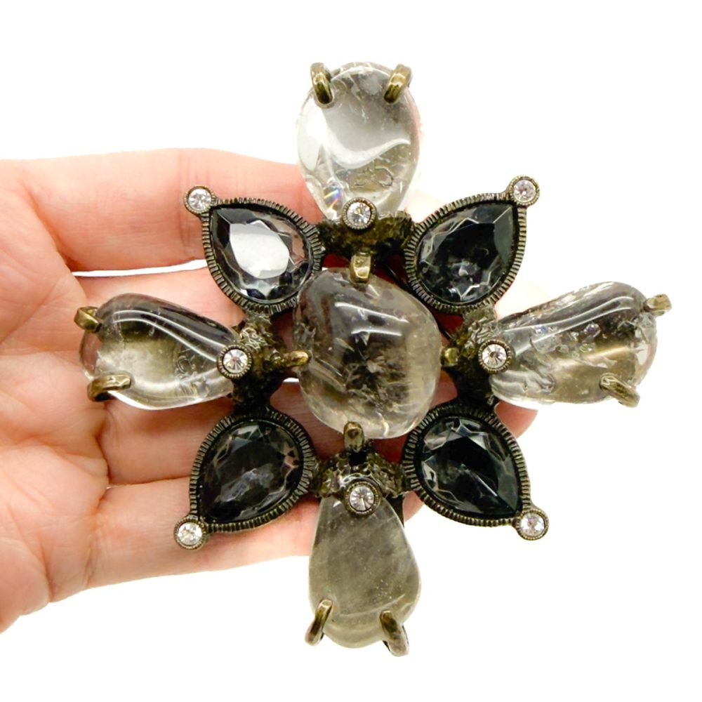 Vintage Chanel Byzantine Rock Crystal Brooch