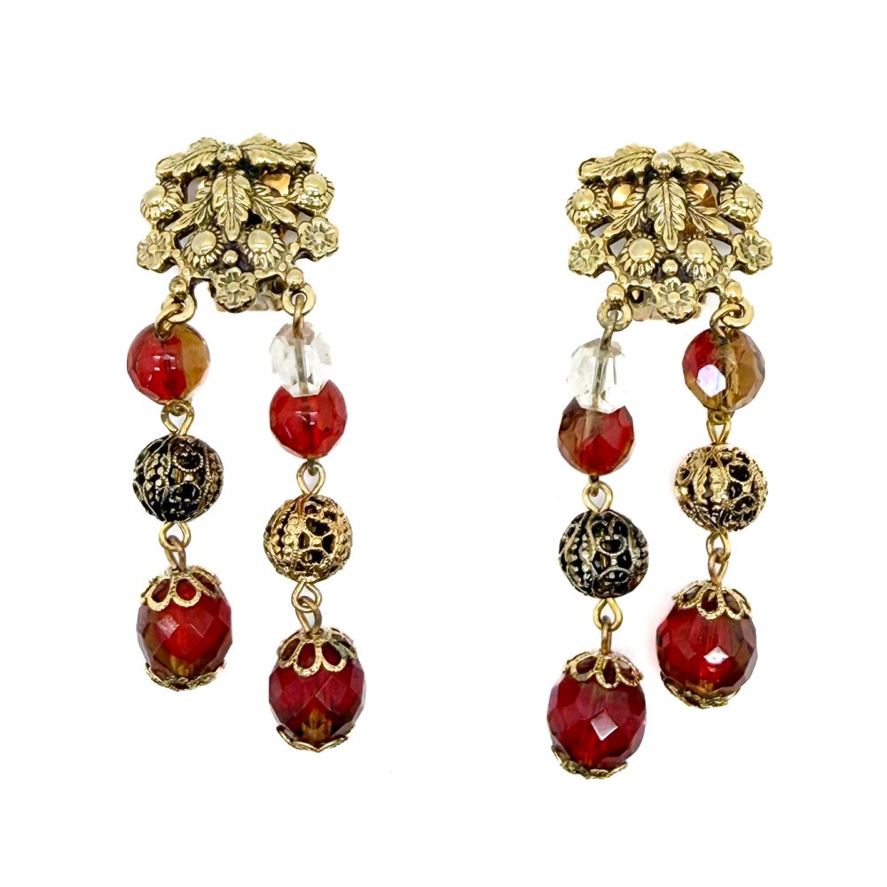 Vintage Schiaparelli Tassel Art Glass Earrings
