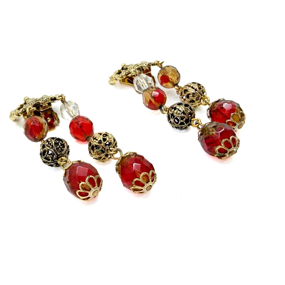 Vintage Schiaparelli Tassel Art Glass Earrings