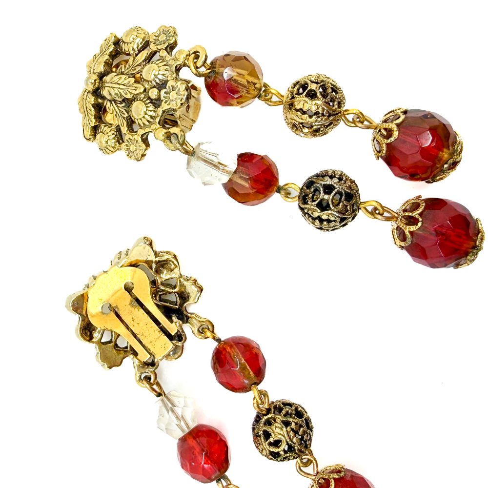 Vintage Schiaparelli Tassel Art Glass Earrings